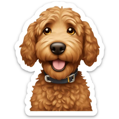 brown golden doodle toasting beer sticker