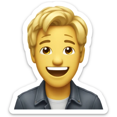 Laughing but tears are hearts sticker