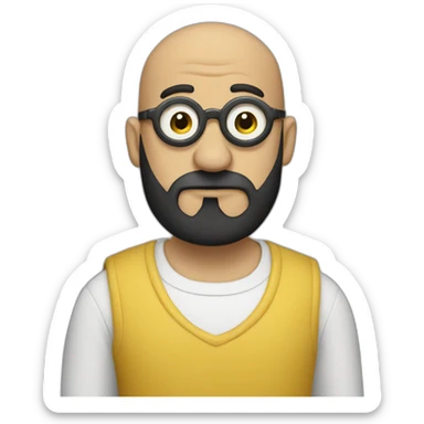 bald minion with black beard, no glasses sticker
