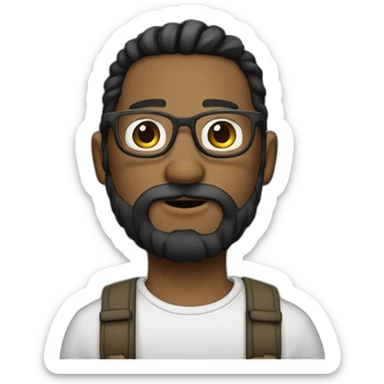 Mec lunettes barbe tresses sticker