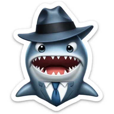 Disappointed shark in fedora with a tie sticker