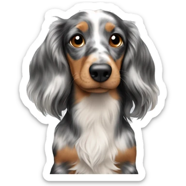 Two Tri Merle long haired Dachshunds together sticker