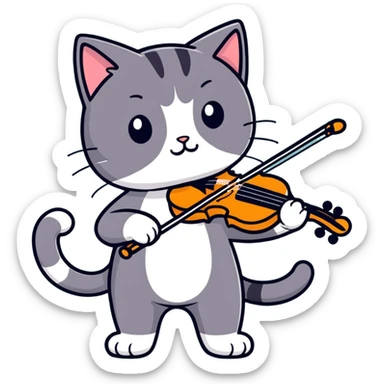 Cat play violin  sticker