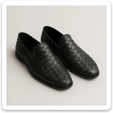 Bottega Veneta slip-on shoes, classic woven leather, minimalist and chic, simple background sticker