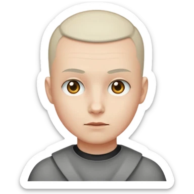Buzz cut emoji not smiling and white skin color sticker