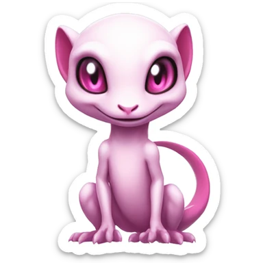 White, Shiny, Chibi, White, Pink eyes, Anthro-Sona-Lizard-Alien-Salazzle-Fakémon, Full Body sticker