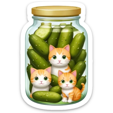 A jar a pickles with cats in it  sticker