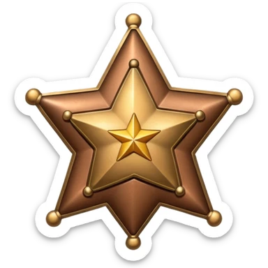 sheriff badge with small star in center, bronze color sticker