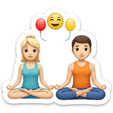  split circle: one half shows a party emoji 🎉 (pleasure), the other a person meditating 🧘 (meaning)—flat vector style, labeled “Type 1” and “Type 2.” sticker