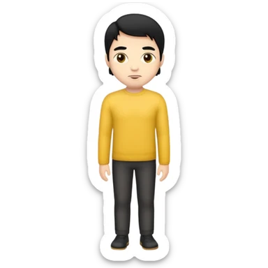 emoji man light skin and black hair, CUERPO COMPLETO, SOLO EL EMOJI SIN NINGUNA EXPRECION sticker