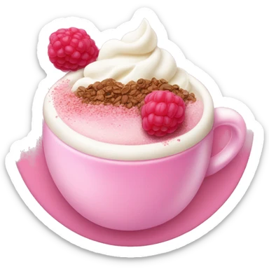 Coffee with cream with pink salt and raspberry crumbs sticker