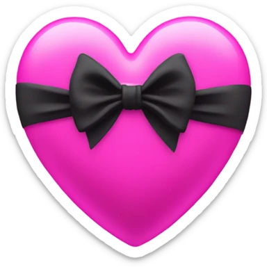 neon pink heart with black bow tied around it sticker