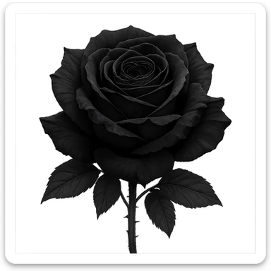 a black rose, detailed petals, gothic aesthetic, elegant, dark style sticker