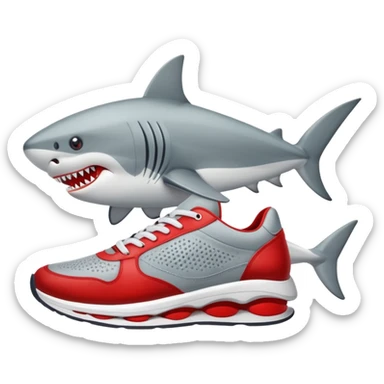 tiburón con patas y zapatillas rojas
 sticker