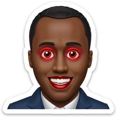 Sean Diddy Combs with red laser eyes and a very creepy, wide smile with the text “GOOD. NIGHT.” sticker