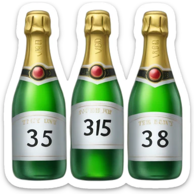 the number 375 with champagne bottles on either side sticker
