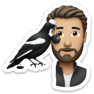 Man with a black iPhone and a magpie sticker