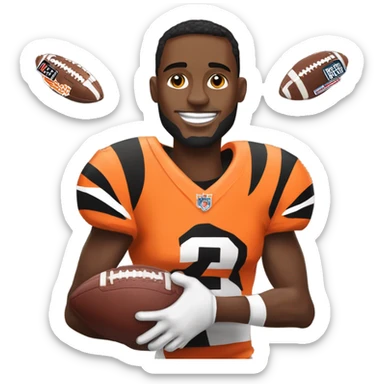 Bengals wide receiver Jamar chase holding a football sticker
