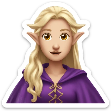 scared Noble female Elf with Elf ears and blonde hair and purple robes sticker