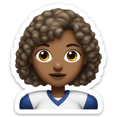 girl as a me, with Fringe brown-haired, hazel eyes, and wearing football jersey sticker