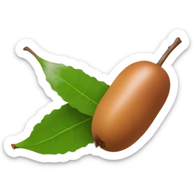 2 tamarind fruits with leaf sticker