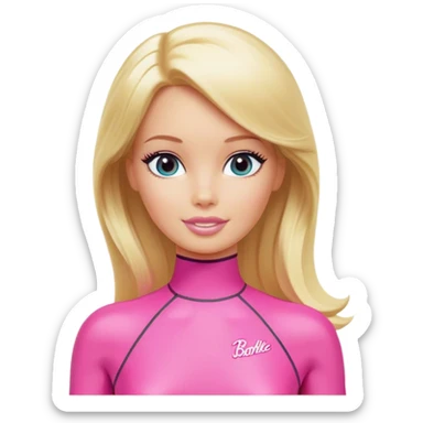 Blonde surfer Barbie, pink wetsuit sticker