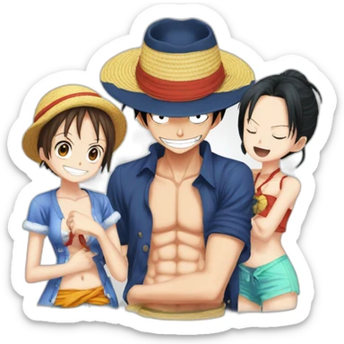Monkey d Luffy with nami sticker