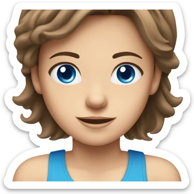 Girl on treadmill brown hair and bright blue eyes  sticker