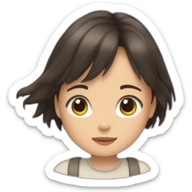 Fille Brune déguisée en Totoro sticker