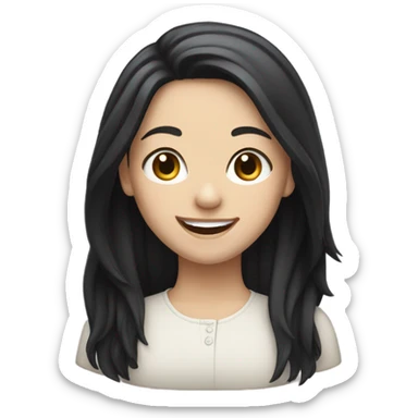 Pale girl with mid-layored black hair happy sticker