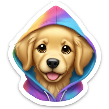 Happy Golden retriever puppy wearing hoodie  sticker
