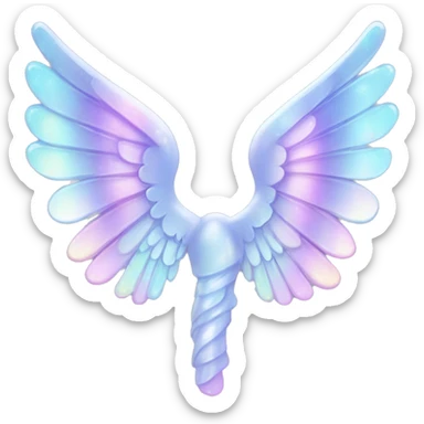 Sparkly glossy Pastel iridescent glass ángel wings  sticker