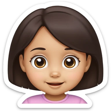 smiling baby girl with big eyes, medium skin tone, and dark hair sticker