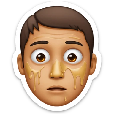 Glue all over face disgusting sticker