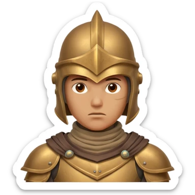 armored desert guardian portrait, head and shoulders only, bronze helmet, desert cape collar, battle-worn armor, strong expression, 3D cartoon, mobile game icon style, clean background, no text, no watermark
 sticker