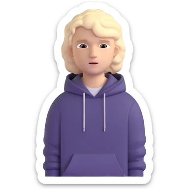 young white guy in a hoodie with wavy hair sticker