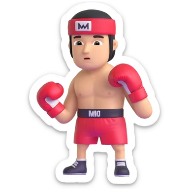 Boxer Rocky Balboa with boxing gloves and sweatband sticker