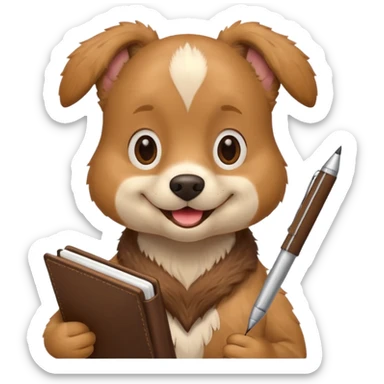 funny dog with diary and pen sticker