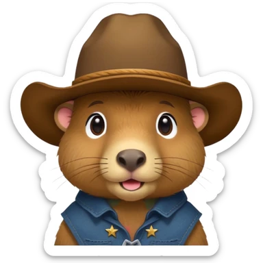 Capybara with a cowboy hat sticker