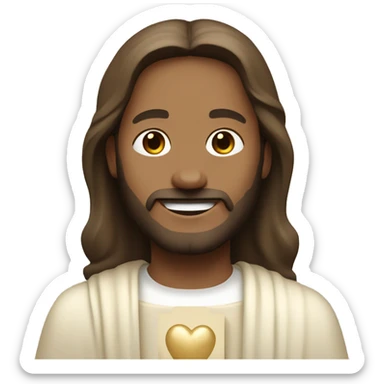 Jesus holding a pastel cream beige heart and smiling  sticker