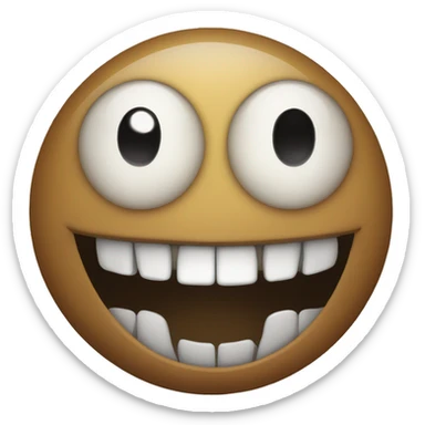 Emoji with hollowed out eyes and a big, creepy, toothy grin sticker