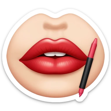 full glossy pouty baddie lips with lip liner sticker