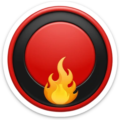 Círculo totalmente negro, adentro del círculo un símbolo de encendido y apagado en color blanco y una letra N en color rojo sticker