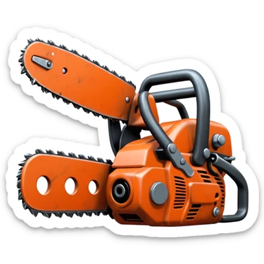creepy Chainsaw, cartoon horror emoji, no background sticker