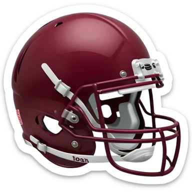 College football player helmet in maroon color remove jersey sticker