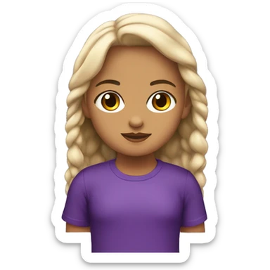 Niña con pelo negro, un poco rizado, playera morada, ojos cafés  sticker