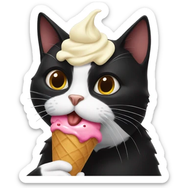 Black cat eating ice cream  sticker