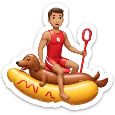 life guard riding big wet suasage  sticker