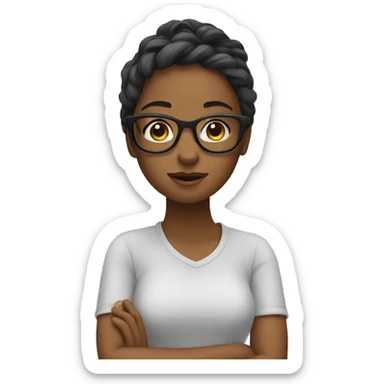 girl with glasses by window sticker