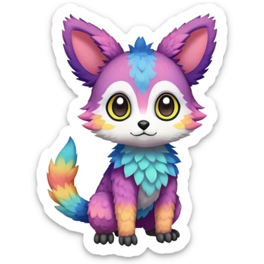  Colorful Kawaii Trico FurSona Fakemon Full Body sticker